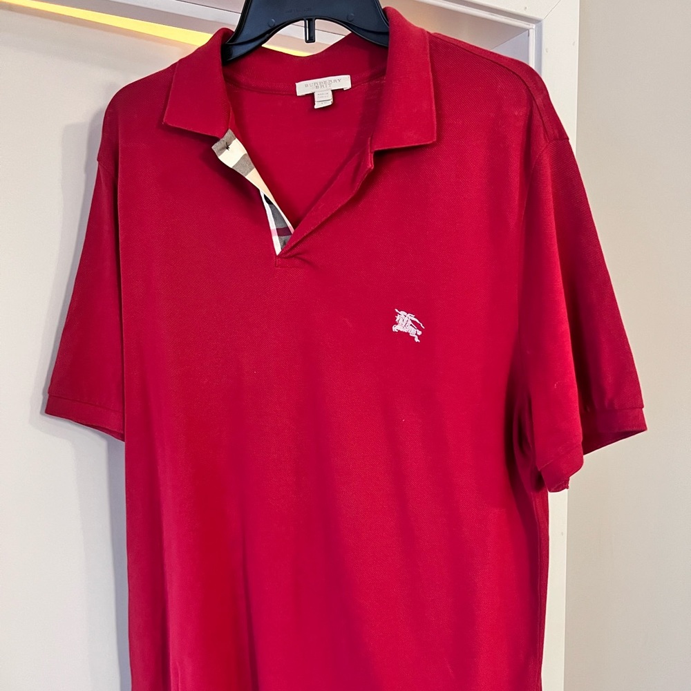 Men’s Red Burberry Polo